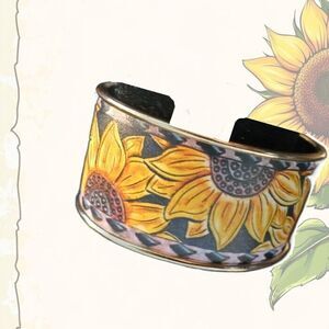 Sunflower Wide Cuff Bracelet Women Girls Sunflowers Floral